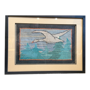 Vintage 1930s Grenfell Hooked Mat Snow Goose Newfoundland Labrador Framed Folk Art
