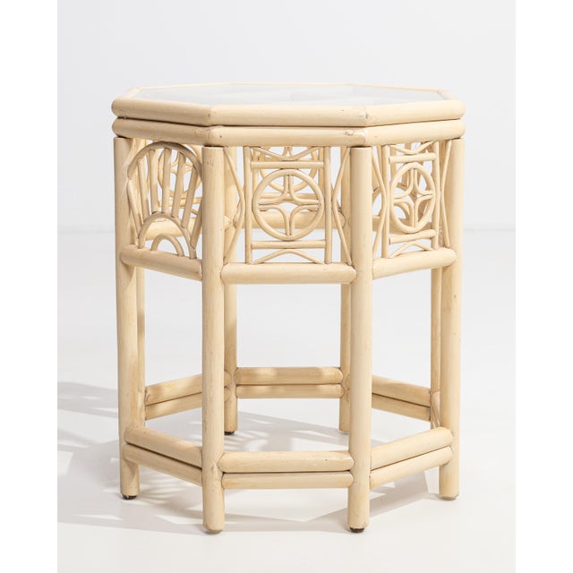 Chinoiserie Side Table with Glass Top, Antique, France, Circa 1970 For Sale - Image 4 of 12