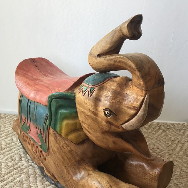 Vintage Carved Wood Rocking Horse Elephant Chairish