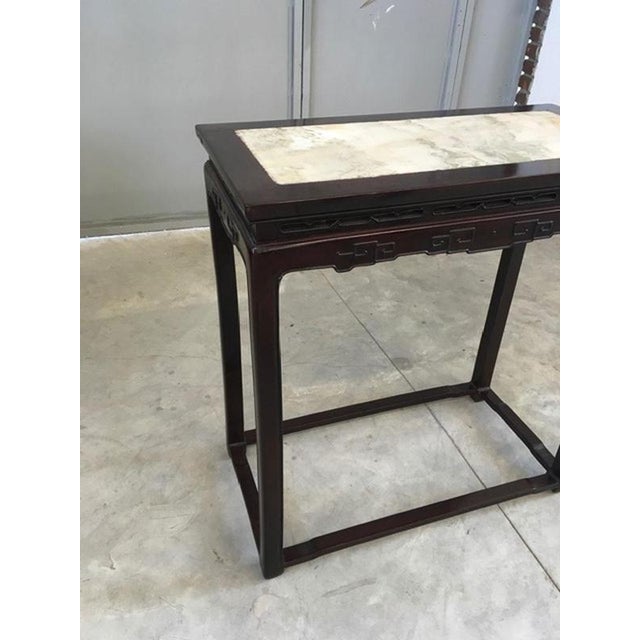 Early 20th Century Chinese Export Elmwood Console with Carrara Marble, 1950 For Sale - Image 14 of 18