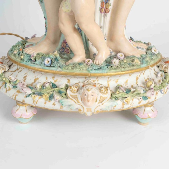 Napoleon III Style Saxon Porcelain Table Lamp For Sale - Image 4 of 9