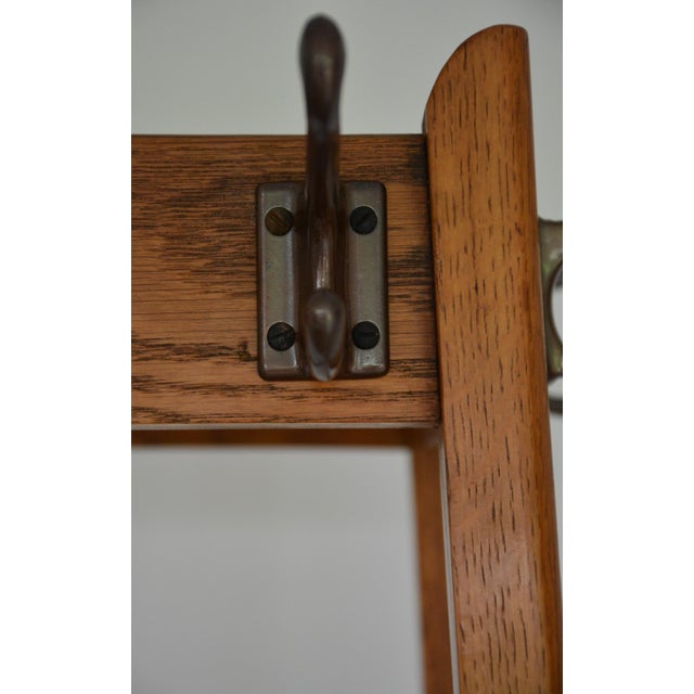 Mid-Century Oak Coat Stand with Umbrella Holders and Drip Tray, 1950 For Sale - Image 8 of 18