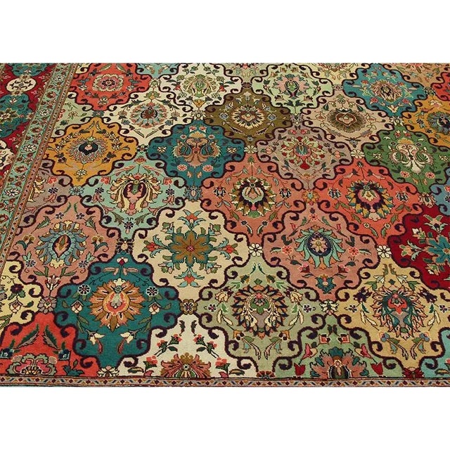 Textile 1960s Old Persian Tabriz Area Rug 9’10” X 12’2″ For Sale - Image 7 of 13