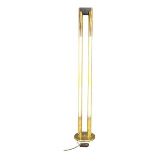 Vintage Brass Tube Light Floor Lamp, 1980s For Sale