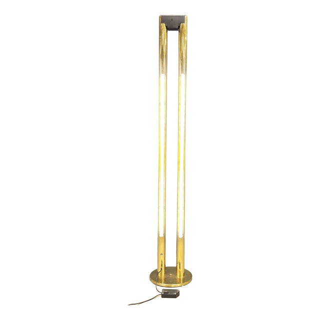 Vintage Brass Tube Light Floor Lamp, 1980s For Sale