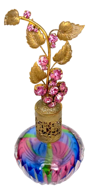 Hollywood Regency Jeweled Rainbow Cut Crystal Atomizer Perfume Bottle, Bohemia