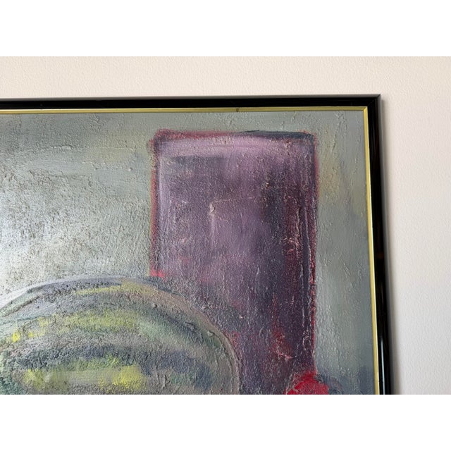 Textile 1970s Vintage Gasper Gunhz Modernist Still Life Fruits Oil on Canvas Painting, Framed For Sale - Image 7 of 11