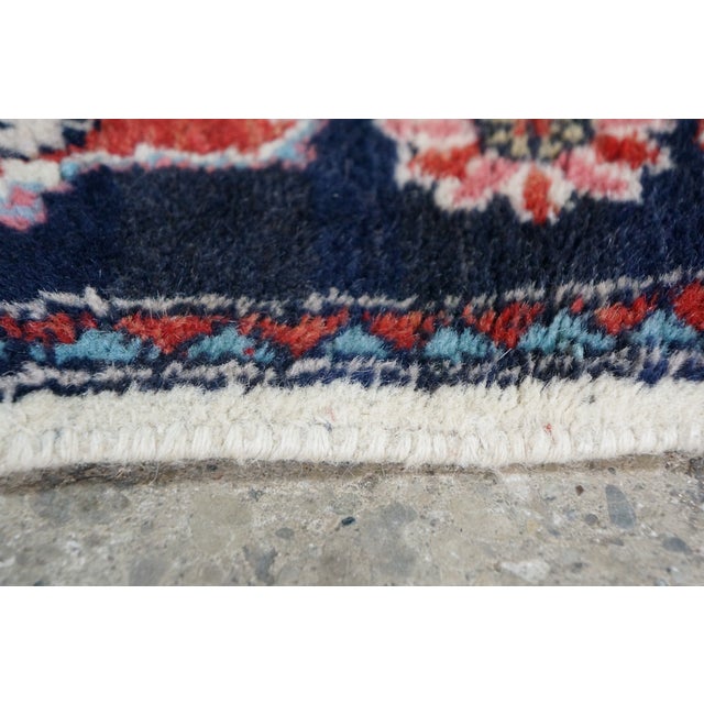 Vintage Hand-Knotted Oriental Floral Wool Area Rug Ivory Cream Midnight 3x5 For Sale - Image 12 of 12