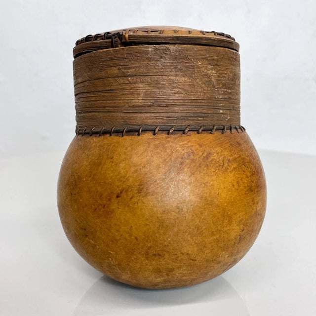 Brown 1960s Old Gourd Art Lidded Vessel Made in Malta For Sale - Image 8 of 8