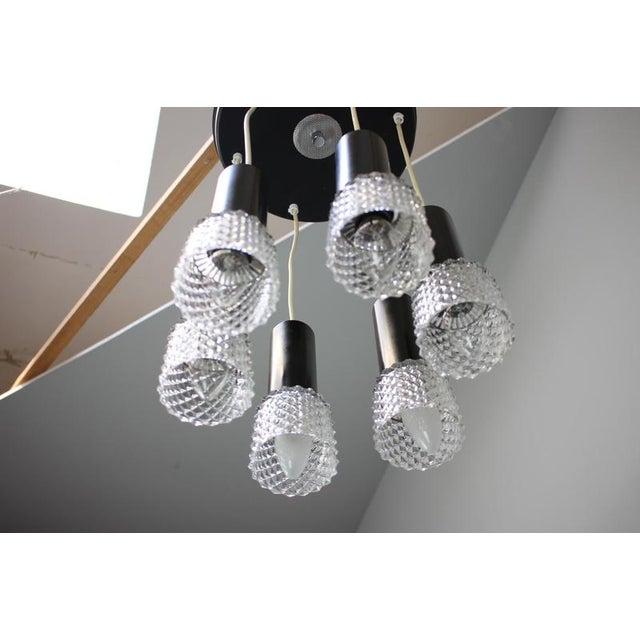 Mid-Century Modern Czechoslovak Glass 5-Light Pendant, 1970s For Sale - Image 6 of 16