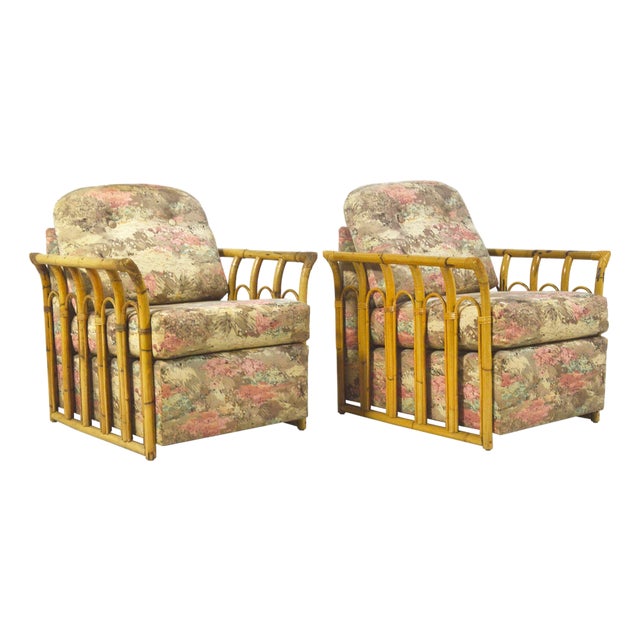 Rattan Framed Lounge Chairs For Sale