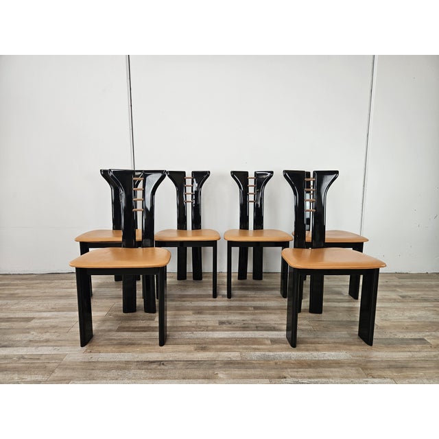 An extraordinary set of six Pierre Cardin chairs from the 1970s, an expression of refined design and a powerful...