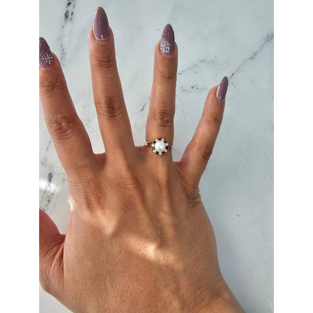 ♥ Ring Summary ♥ Main Stone: Pearl, Diamond & Sapphire Approx. Carat Size: .36cttw Sapphire Carat Weight: .23ct Diamond...