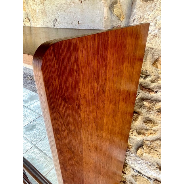 Brown Mid-Century Oak Bookcase with Sliding Glass Doors, 1960s For Sale - Image 8 of 18