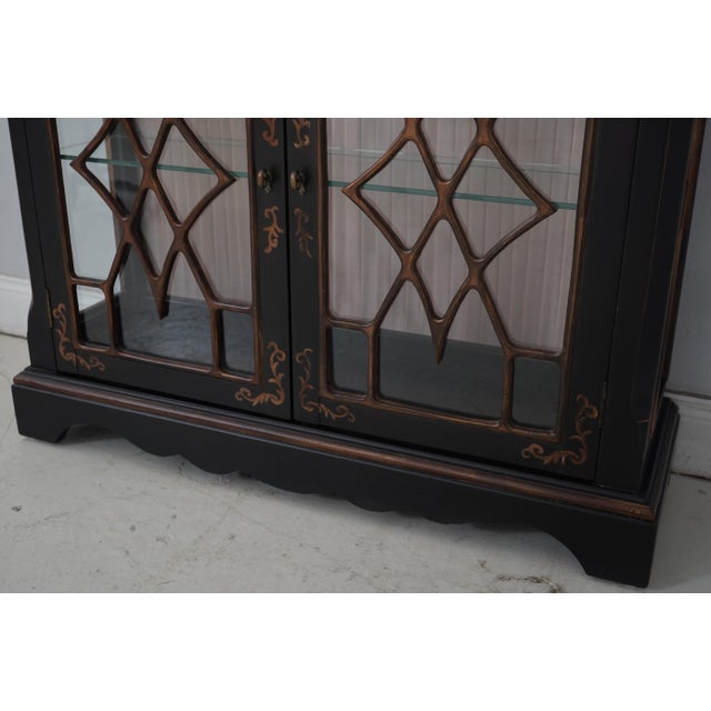 Black Black & Gold Chinoiserie Display Cabinet For Sale - Image 8 of 16