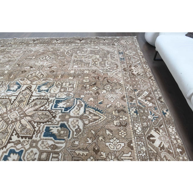 1970s Vintage Persian Handmade Wool Cotton Light Brown Area Rug For Sale In San Francisco - Image 6 of 11