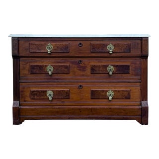 Antique Eastlake Victorian Marble Top Commode For Sale