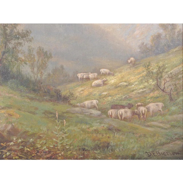 American "Landscape With Sheep" by Daniel Folger Bigelow (American, 1823-1910) Oil on Canvas For Sale - Image 3 of 8