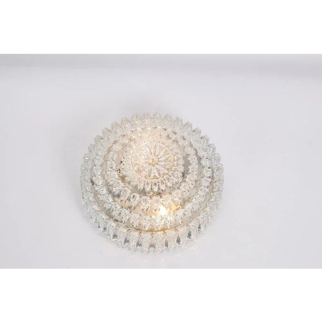 Large German Round Textured Glass Flushmount from Limburg, 1970s For Sale - Image 6 of 9