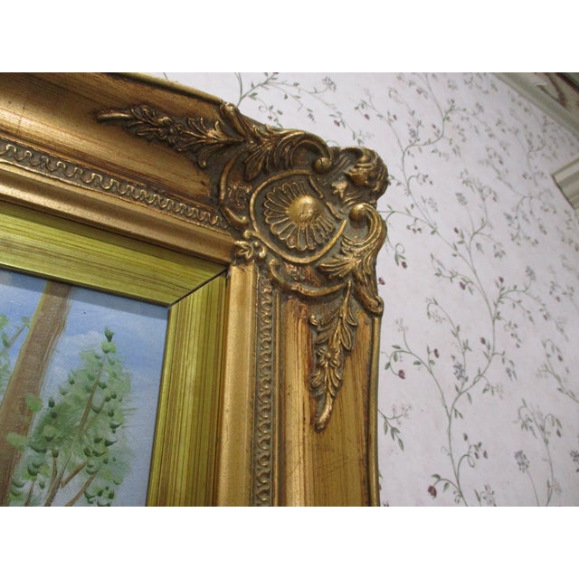 Beautiful Vintage Cherub, Putti, Angel Oil Painting on Canvas Sign LeBrun Fancy Frame For Sale - Image 11 of 15