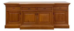 Antique Style Oak Office Credenza With Locking Doors and Finished Back