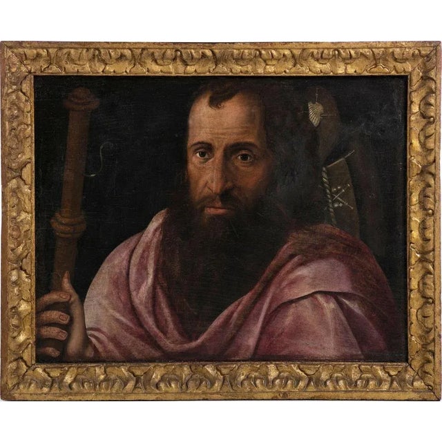 Italian School Artist, Apostle, 17th Century, Oil on Wood, Framed For Sale - Image 4 of 5