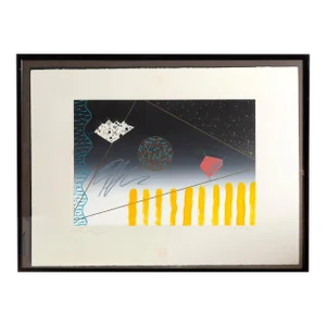 Abstract Spacescape, Unknown Artist Monoprint, Signed R.s. in Pencil