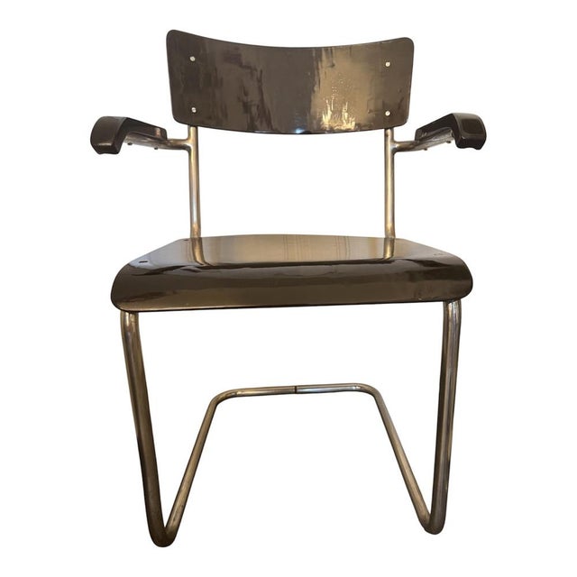 Black Vintage Bauhaus Cantilever Chair in Chrome-Plated Steel Tubing, 1930s For Sale - Image 8 of 8