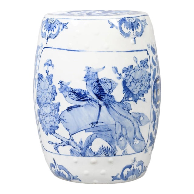 Chinese Underglaze Blue and White Garden Stool For Sale