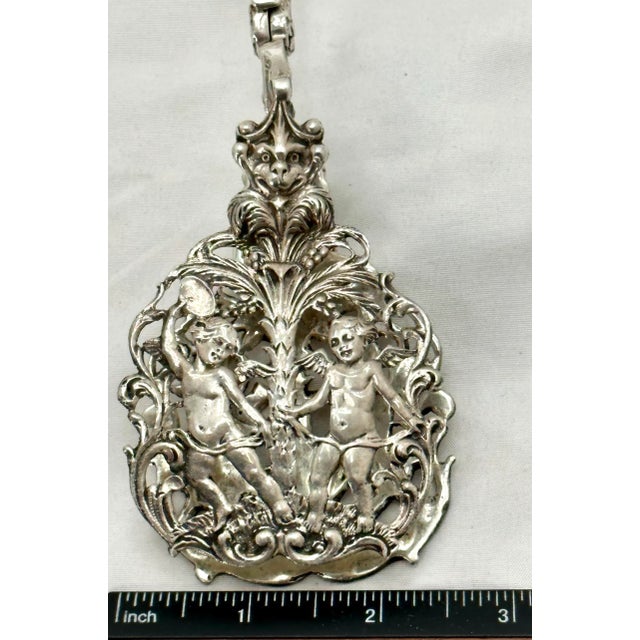 Fancy Antique Signed Peruzzi Italy Rococo Style Solid 800 Grade Coin Silver Pastry - Cannoli Serving Tongs For Sale - Image 12 of 12