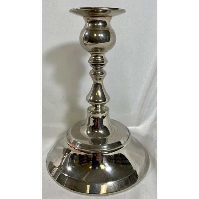 English Vintage Pair of Classic Silver Plate Candlesticks From England For Sale - Image 3 of 9