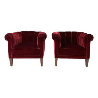 Pair of 1940's Swedish Lounge Chairs For Sale