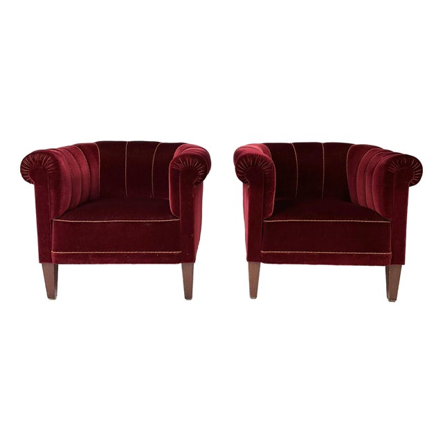 Pair of 1940's Swedish Lounge Chairs For Sale