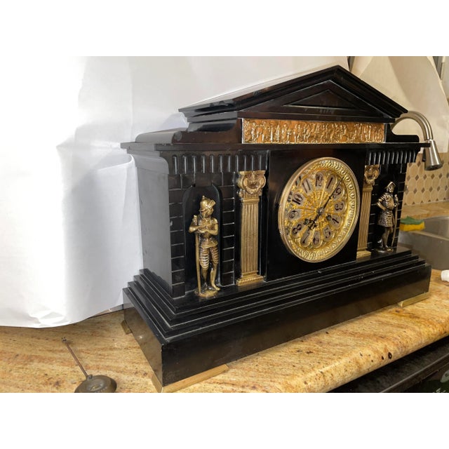 19th Century French Mantel Clock With Gothic Revival Bronze Ornaments For Sale - Image 4 of 12