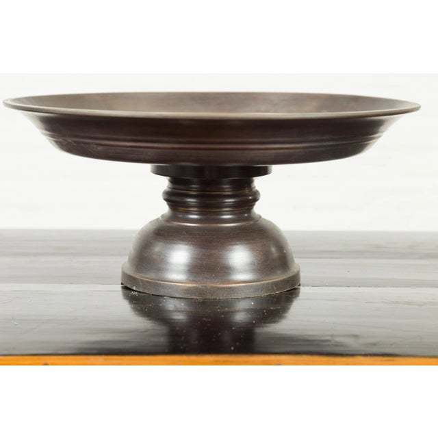 Vintage Cast Bronze Circular Cake Stand with Dark Patina For Sale In New York - Image 6 of 12