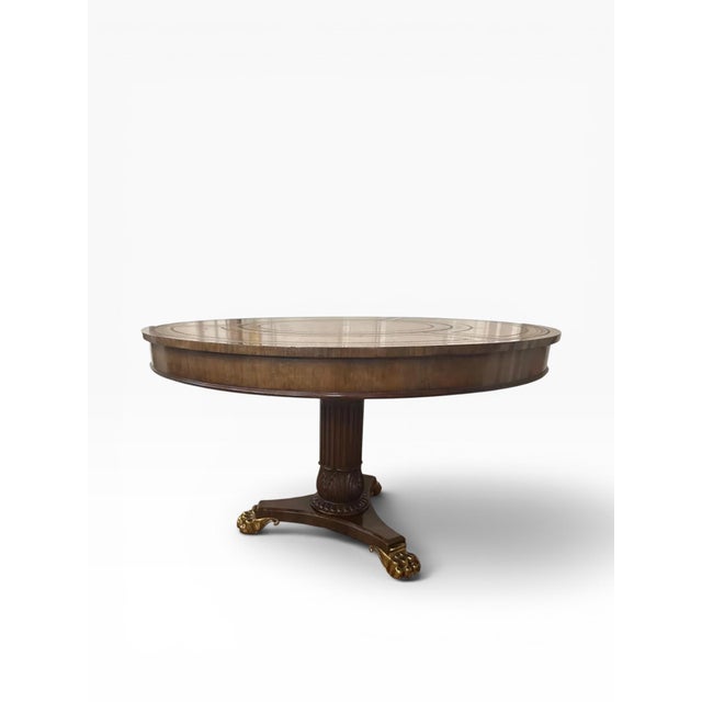 2000 - 2009 Maitland Smith Round Tooled Leather Dining Table For Sale - Image 5 of 14