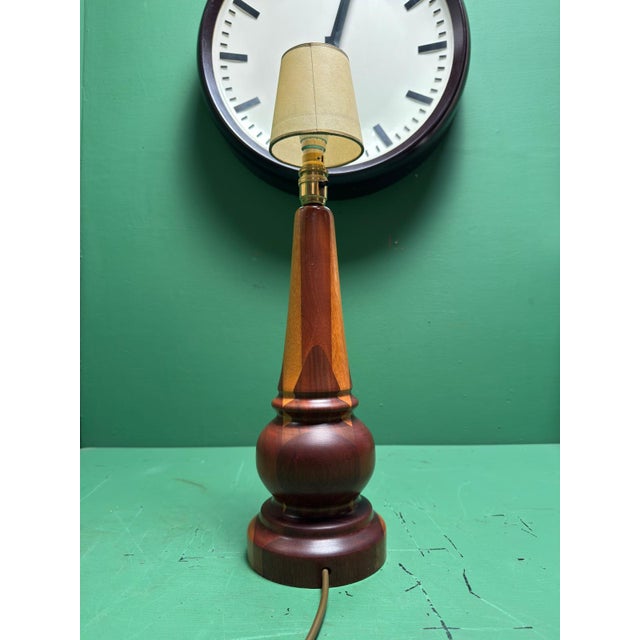 Mid-Century Scandinavian Turned Teak Table Lamp, 1960s For Sale - Image 10 of 10