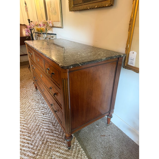 French 19th C Antique French Directoire Louis XVI Style Walnut Commode For Sale - Image 3 of 7
