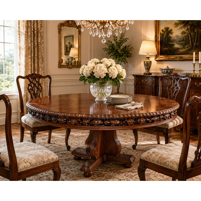 This collaboration between a master hand-carver and master furniture maker, Mario A. Genovese, was built in the '90s. A...
