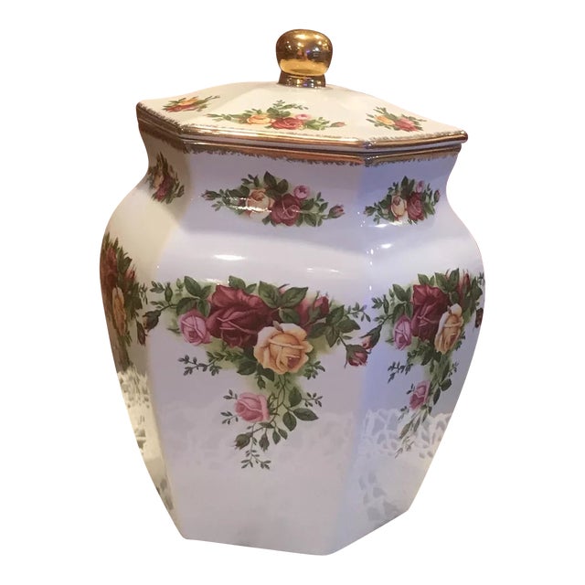 Vintage Royal Albert Old Country Roses Biscuit Jar For Sale
