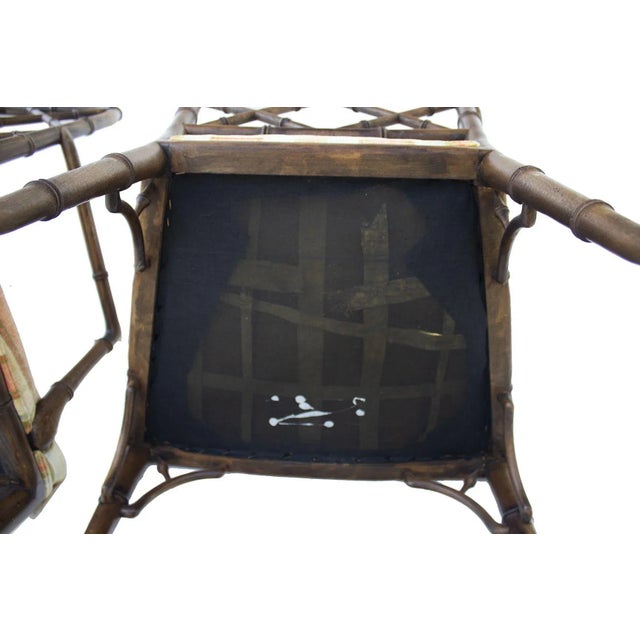 Faux Bamboo Hollywood Regency Armchairs, Pair For Sale - Image 11 of 12