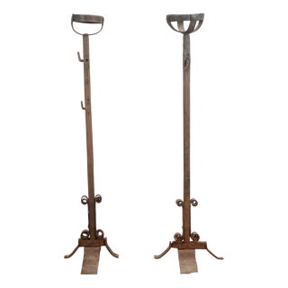 Large Wrought Iron Pedestals for Warming Dishes, Set of 2 For Sale