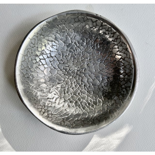 Vintage Mexican Footed Hammered Pewter Bowl For Sale - Image 10 of 14