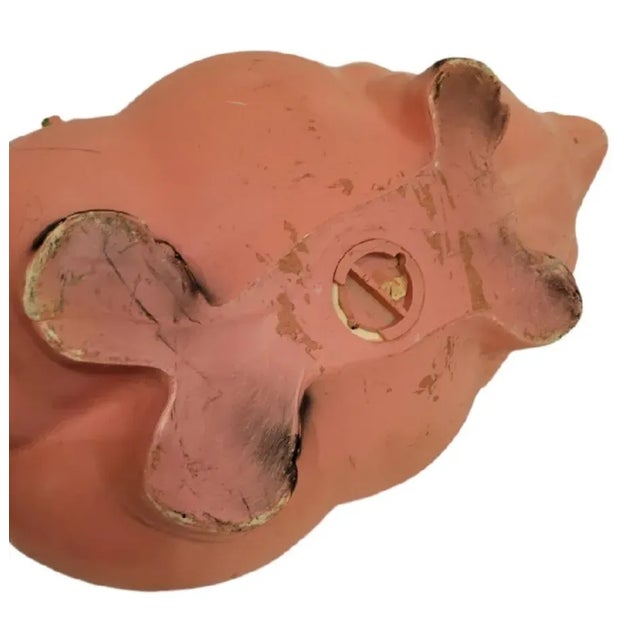 Plastic Vintage Palm Beach Regency Large Pink Green Floral Resin Pig Room Decor Bank For Sale - Image 7 of 9