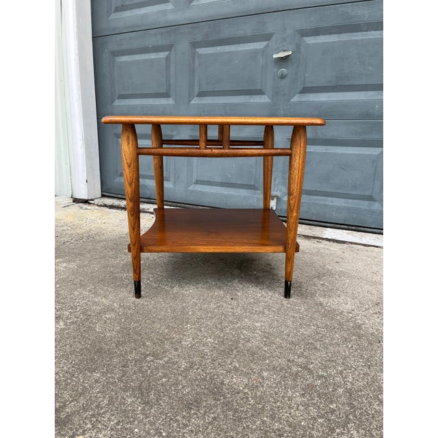 Brown Mid 20th Century Lane Acclaim Square Side Table With Curved Lower Shelf For Sale - Image 8 of 9