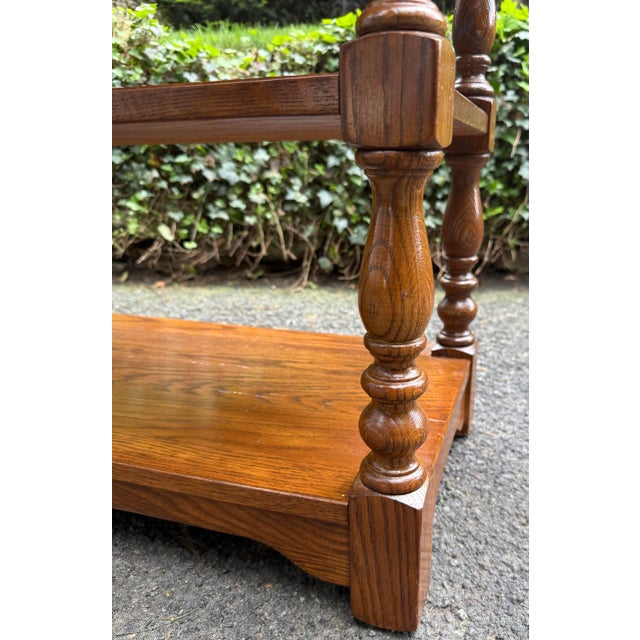 Vintage Pennsylvania House Turned Legs Oak Console Table For Sale - Image 9 of 10
