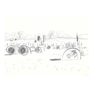 1970s Robert Angeloch Kentucky Landscape Drawing