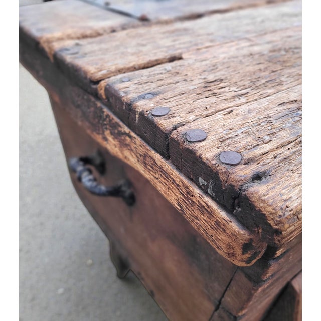 Antique Oak Chest with Original Iron Hardware, 1700s For Sale - Image 3 of 18