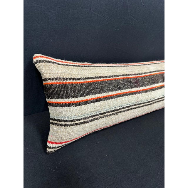 Turkish Hemp Pillow Cushion Natural Beige Black Cushion Cover 12"x46" #30289 Enhance your home decor with our Kilim Pillow...
