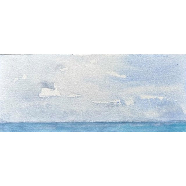 Fregene IV by Timothy J. Standring | Watercolor on paper of a serene seascape and sky. For Sale